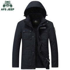 AFS JEEP/战地吉普秋冬季棉服男士加厚棉袄爸爸大码休闲带帽外套