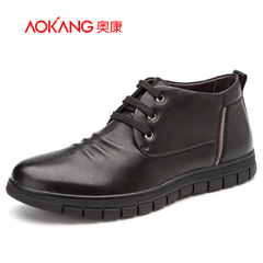 Aucom men high shoes leather top layer leather Hi shoes business casual warm winter Hi shoes