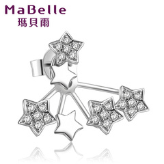 MaBelle/玛贝尔白18K金钻石耳钉单只星星奢华群镶个性耳饰礼物