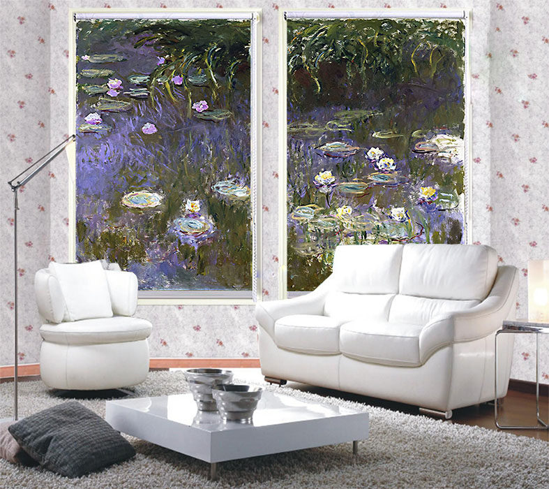 定制窗帘画可水洗田园欧式卷式卷卷帘装饰画名画定制窗帘