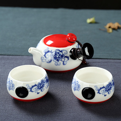 陶瓷茶具飘逸杯 快客杯一壶两二杯 功夫茶具便携青花旅行茶具套装