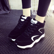 2015 winter new Korean women sneakers thick soles and wool-cotton shoes Hi casual student flat-bottom snow shoes