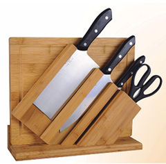 鹰意德 鹰达YYD代表作不锈钢竹制刀架锻打厨房刀具砧板六件套装刀