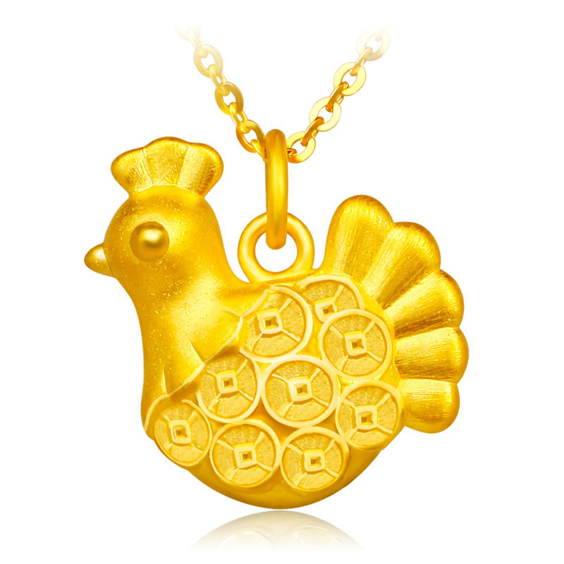 top love黄金鸡吊坠 3d硬金足金女款 金鸡项链坠