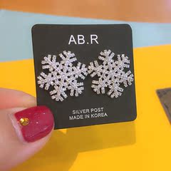 ABRUBIS气质微镶钻大雪花925纯银针耳钉耳环耳饰女韩国饰品