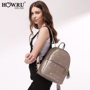 Kazakhstan 2015 autumn new style rivet Pu shoulder bag bag girl Korean version of rhombic handbag Institute wind casual backpack