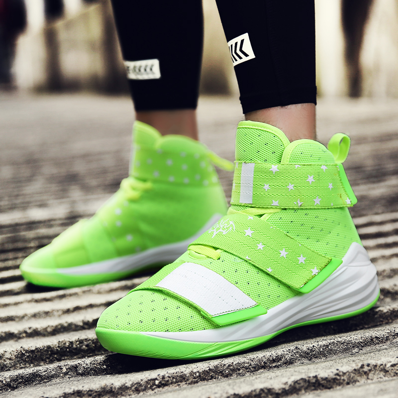 夏季網面籃球鞋女高幫透氣士兵籃球鞋球場音速鴛鴦學生籃球鞋男藍