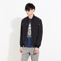 美特斯邦威2015秋装新款男面料拼接棒球衫领夹克吊牌价369
