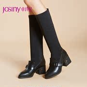 Zhuo Shini 2014 Winter boots with chunky heels new cotton casual over the knee pointy boots 144276014