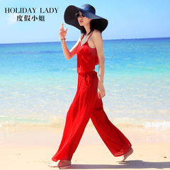 度假小姐夏套装短袖露脐两件套半身裙波西米亚长裙海边度假沙滩裙