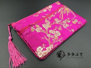 bv絲巾價錢 新款絲綢錢包女特色雙拉鏈絲綢零錢包中國風佈藝女士長款錢包 bv圍巾