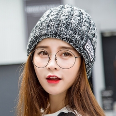 韩版毛线帽子女秋冬季加绒保暖护耳学生包头套头帽子针织休闲百搭