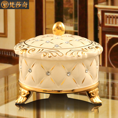 梵莎奇新品镶钻欧式糖果盒创意现代陶瓷干果盒果盘客厅结婚礼物