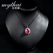 Very limited new Thai Thai Silver 925 silver inlay pendant Ruby Red corundum necklace ladies