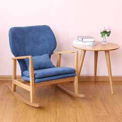 北欧白橡实木单人沙发摇椅躺椅布艺休闲咖啡椅阳台椅午睡椅日式椅