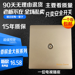 86型暗装墙壁开关面板香槟金TV高清有线一位单电视闭路电视插座