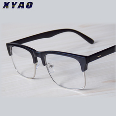 韩版潮男女半框复古眼镜金属加板材平光镜大框眼镜架配近视眼镜框