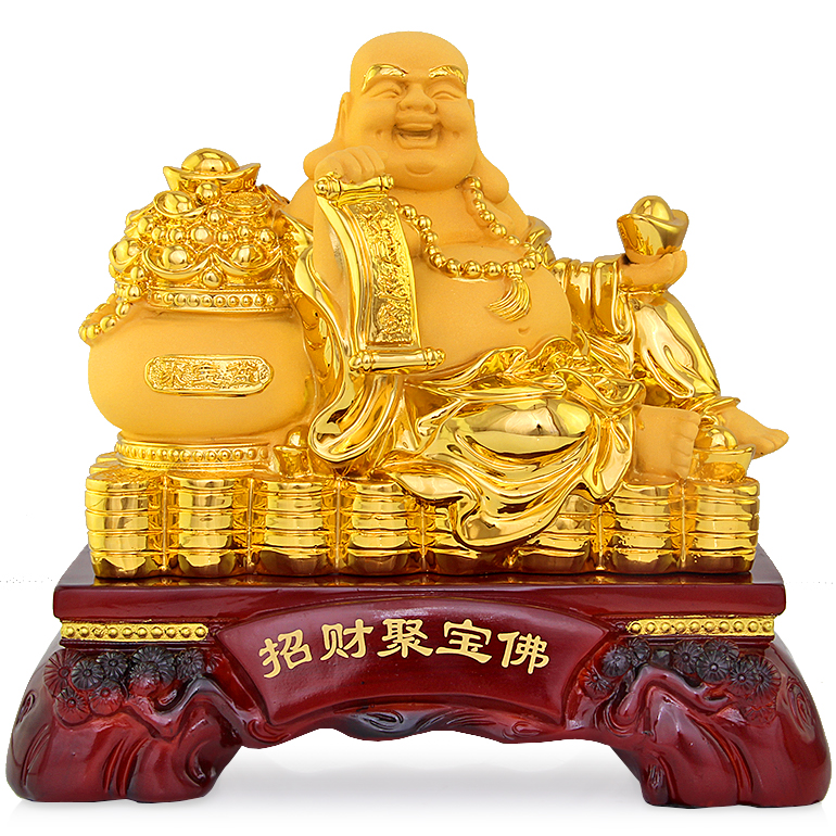 礼艺佳弥勒佛像摆件供奉招财聚宝盆金佛工艺开业家居送礼大号