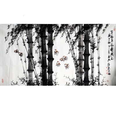 吴东魁《竹雀》97x180cm