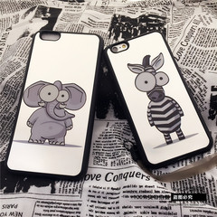 镜面斑马大象苹果iPhone6手机壳6plus挂脖绳情侣卡通6s硅胶软套潮