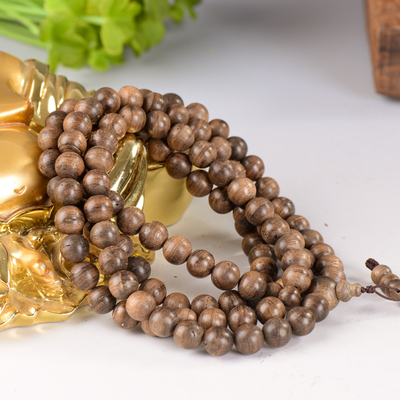 木香阁精品润楠0210 8mm金丝楠木佛珠项链