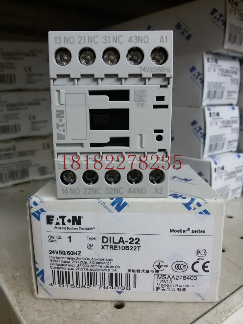 EATON MOELLER伊顿穆勒接触器式中间继电器进口DILA-22(24VDC)