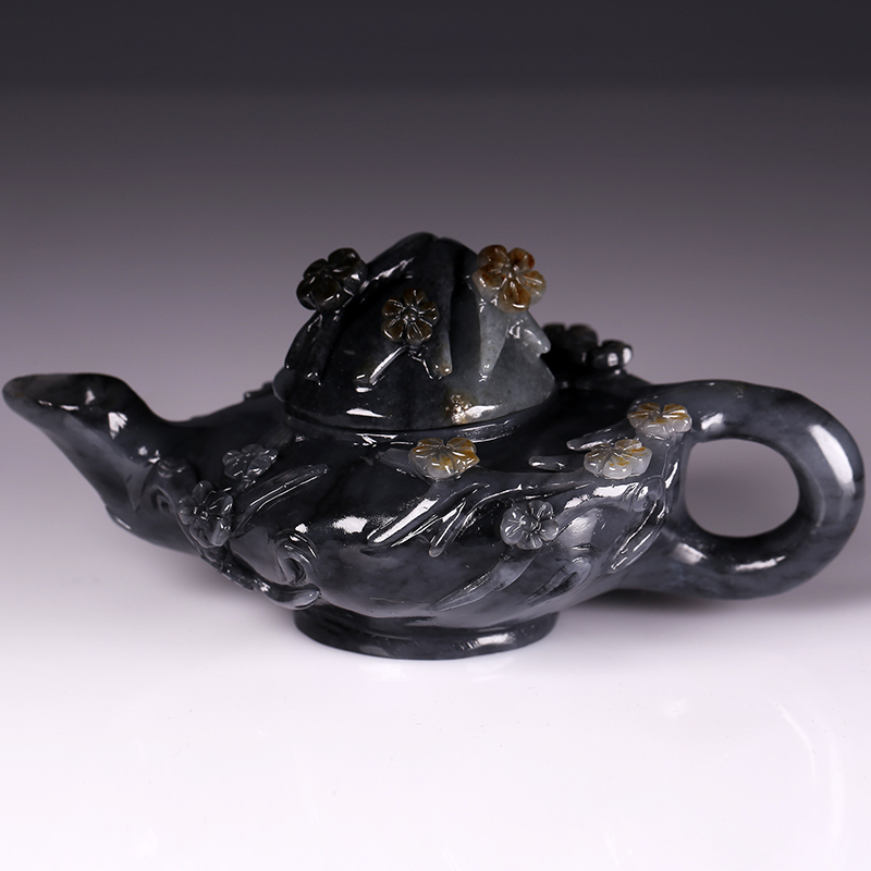 和田玉青花籽料墨玉摆件 喜上眉梢403克