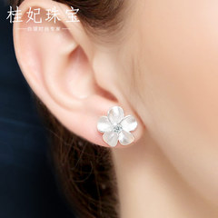 桂妃珠宝925银花朵耳钉耳饰品 韩国原创可爱耳环送女友生日礼物