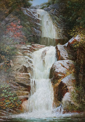 金哲洙 大尺幅油画《瀑布》