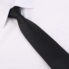 带带帅 商务正装男士结婚新郎领带 团体领带纯黑色细纹韩版窄领带