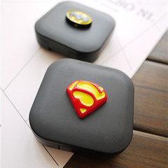 2件包邮隐形近视眼镜盒蝙蝠侠超人男士可爱美瞳盒伴侣眼镜护理盒