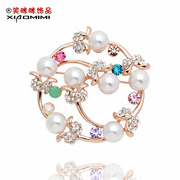 Package mail smiling Korea female luxury rose flower pectoral brooch corsage Korean CCTV host gifts