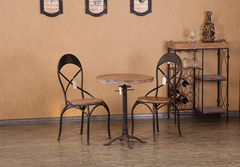 美式复古做旧铁艺实木茶几三件套组合阳台咖啡厅餐椅桌椅休闲椅 