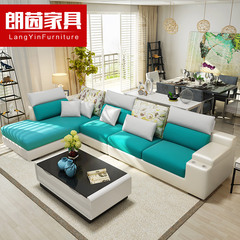 布艺沙发现代简约大小户型客厅转角皮布沙发组合可拆洗