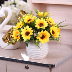 向日葵仿真花套装 假花客厅装饰花太阳花盆栽 茶几摆件小盆花艺