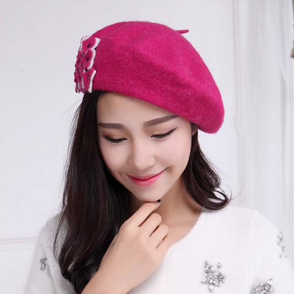大码秋冬烫钻粉色毛线贝雷帽 韩版时尚女帽已售0￥39折后价￥78天猫