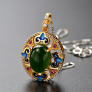 Very Thai cloisonne vintage luxury Jasper pendant bag email noble, Japan silver jewelry