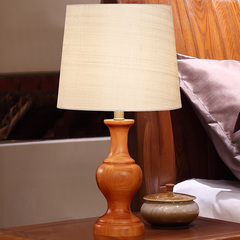 实木质中式台灯卧室床头灯美式乡村欧式台灯现代简约客厅书房