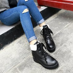 韩版2016秋冬新款女靴子坡跟系带中跟女短靴马丁靴学生女靴子