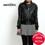 Westlink/West new baseball collar rhombic 2015 winter cotton coat women's solid color jacket coat