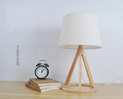 设计创意现代欧式宜家日式卧室书房床头灯原木布艺圆盘台灯包邮