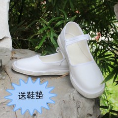包邮 老北京千层底布鞋 女鞋 白色方口搭扣布底鞋 护士鞋 休闲鞋