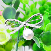 Elegant Butterfly Laguna hollow bow brooch women''s high-end Korea accessories micro set Diamond Pearl brooch pin