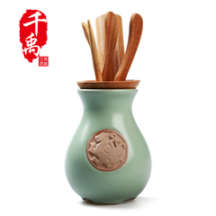 千禹 汝窑陶瓷茶具配件六君子竹制 茶道零配件 茶道套装组合实