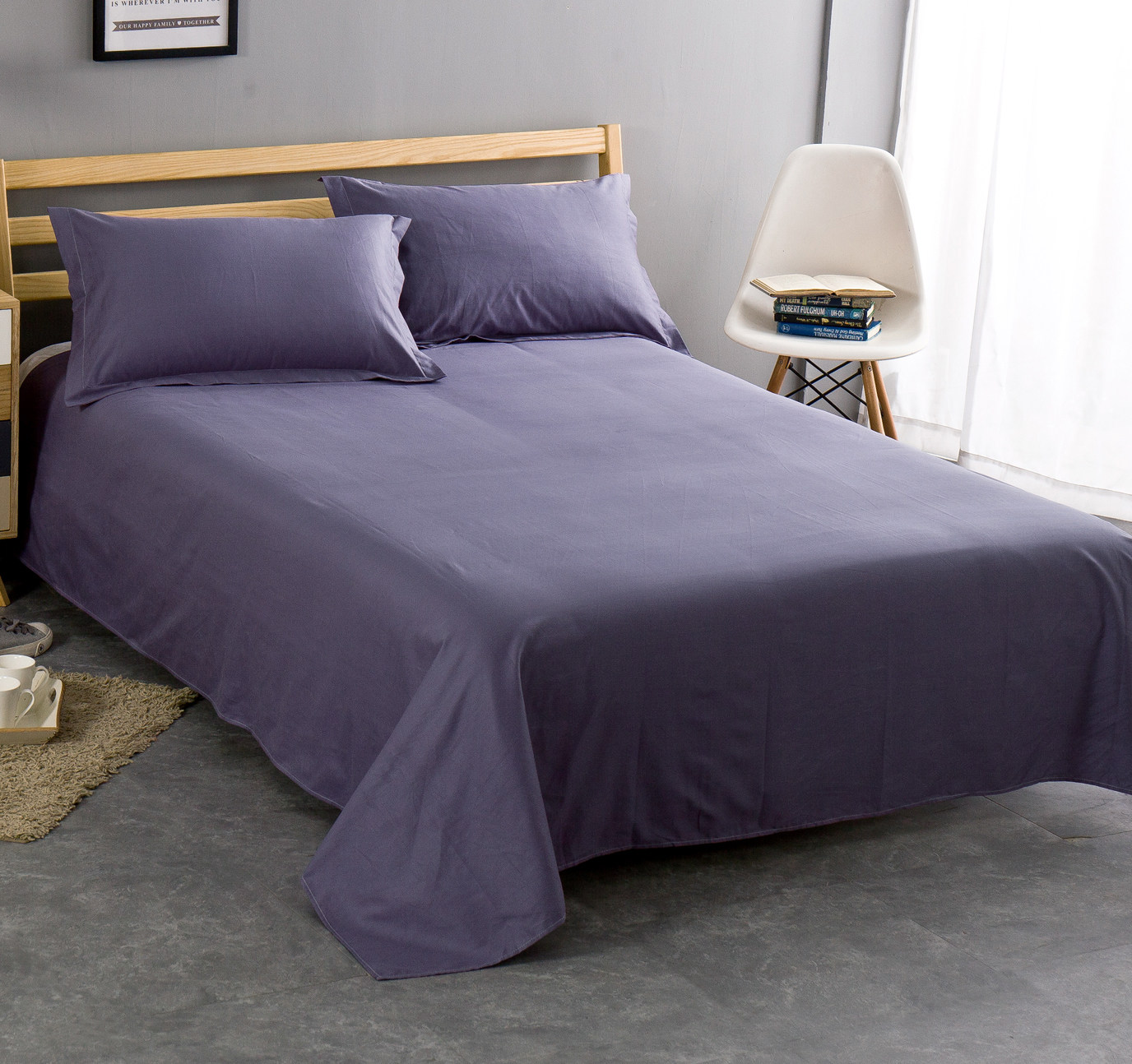 紫色床单单件 纯棉 紫色