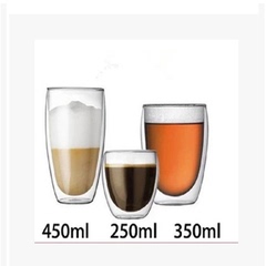 双层隔热玻璃杯子透明创意水杯咖啡杯果汁杯啤酒杯饮料茶杯