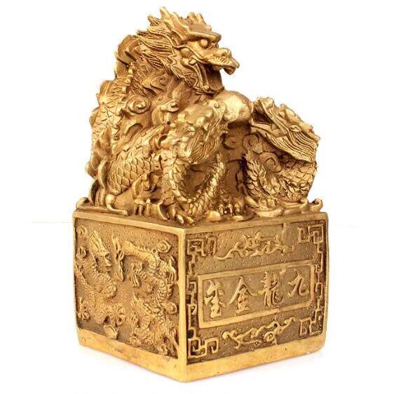 印章纯铜祥龙九龙玉玺摆件龙头金玺家居饰品卧室摆件