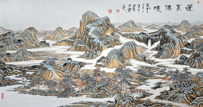 美院教授蒋继平 精品工笔山水《蓬莱仙境》
