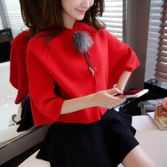 秋冬新款韩版短款纯色半高领毛衣打底衫女套头加厚修身显瘦针织衫
