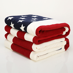 出口欧美美国国旗羊羔绒珊瑚绒双面加厚毯子披毯儿童毯休闲毯